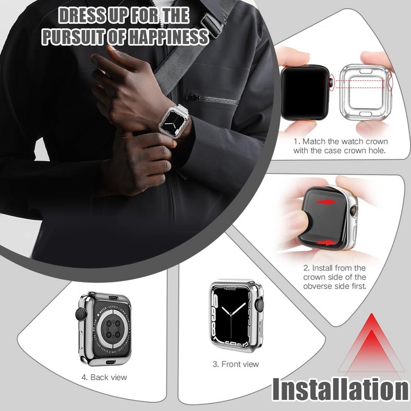 top4cus 40mm Case Soft Flexible Lightweight Anti-Scratch Overall Protective 40mm Iwatch Waterproof Cover Case Shiny Workout Shockproof Bumper Compatible with Apple Watch Series 6/SE/5/4 - Silver - Image 5